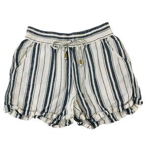 Maeve Anthropologie Linen Cotton Blend Blue & White Striped Shorts Size S